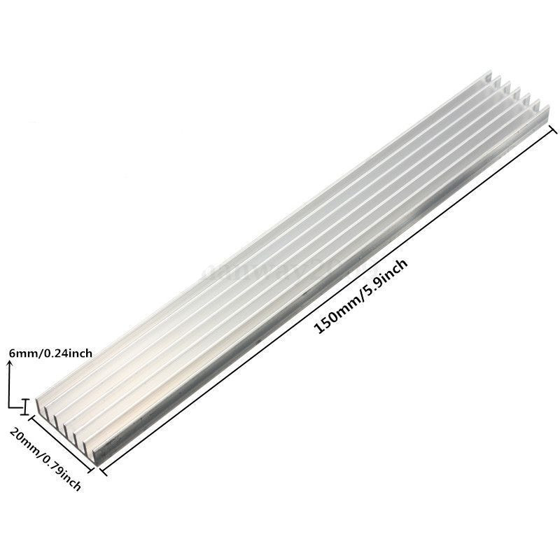 thumbnail image 2 of 5x Silver-White Aluminum Heat Sink LED 150x20x6mm - Cooling Fin For Electronics 2 of 5