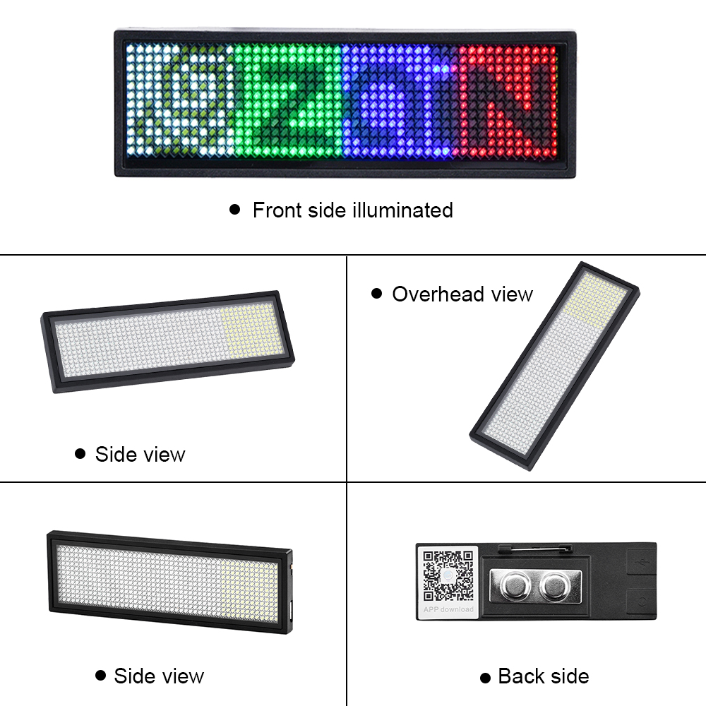 Bluetooth LED Digital Name Tag Badge DIY Programmable Scrolling Message  Sign