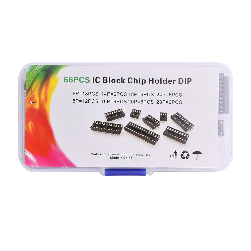 66PCS IC Chips Holder IC Socket Chip Base 8 Kinds of