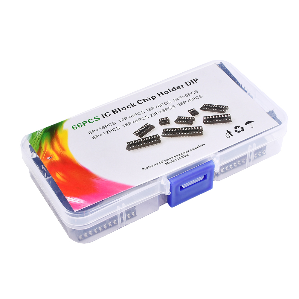 66PCS IC Chips Holder IC Socket Chip Base 8 Kinds of