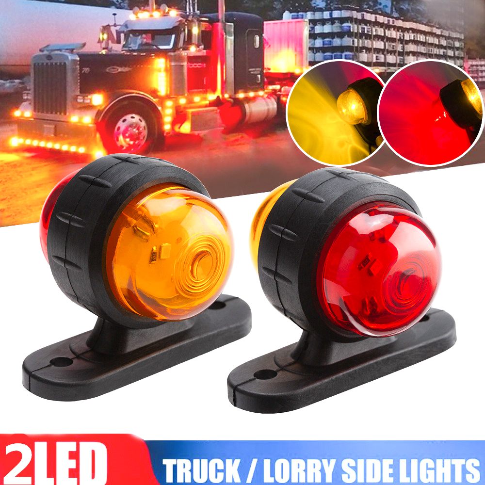 2X Red Yellow LED Side Marker Lights Truck Trailer Clearance