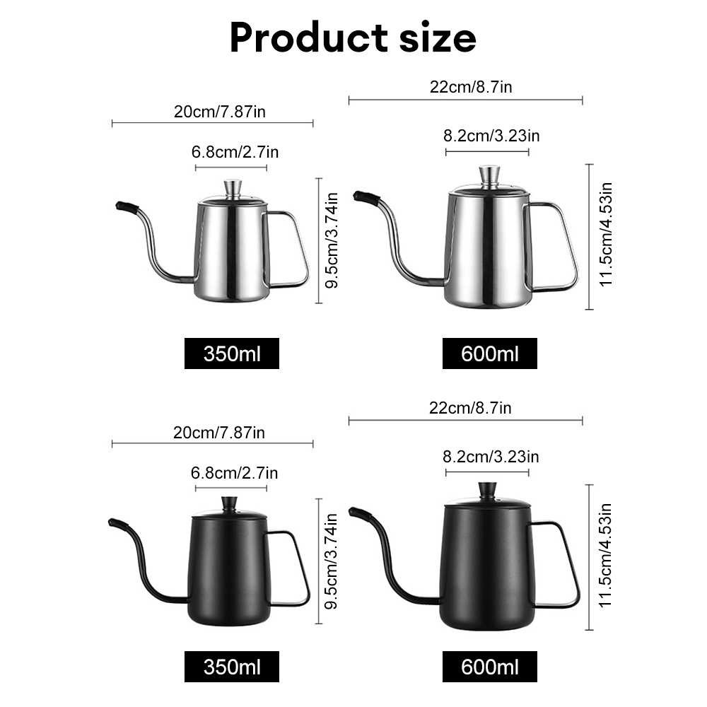 Thickened Long Neck Hand Drip Pour Over Coffee Pot Gooseneck Spout