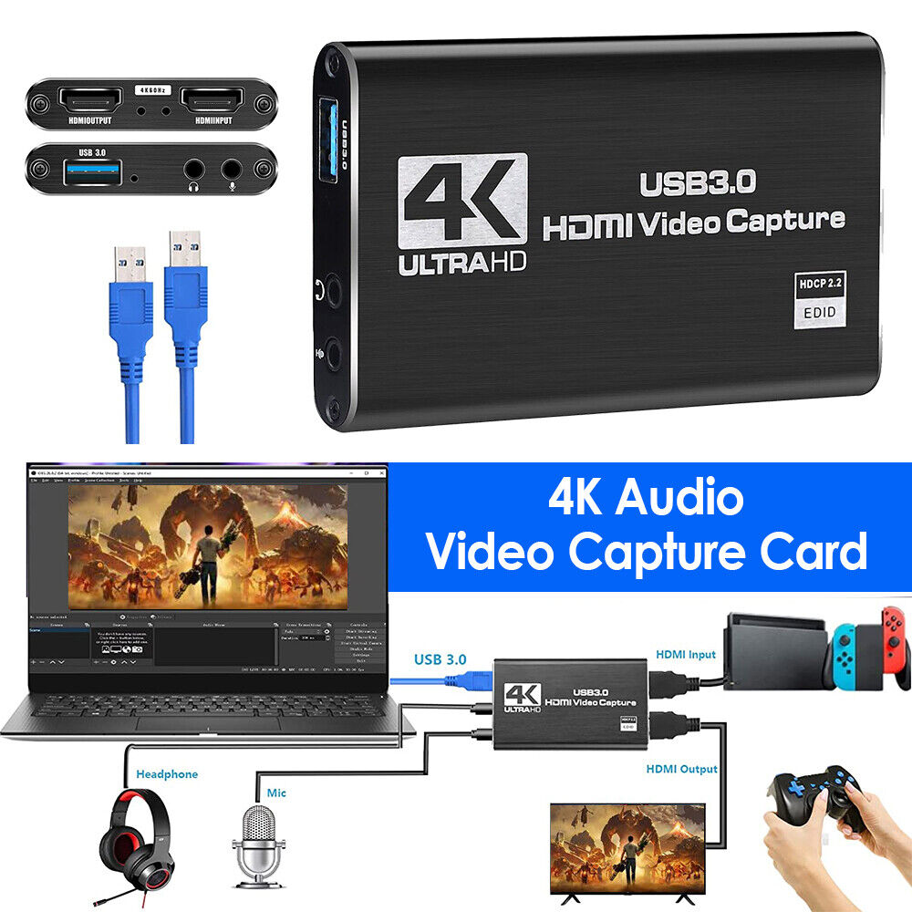 Video Capture Card Usb 3.0 Hd Audio Capture Card 4k 60fps Game Real-time  Streaming Video Recorder C