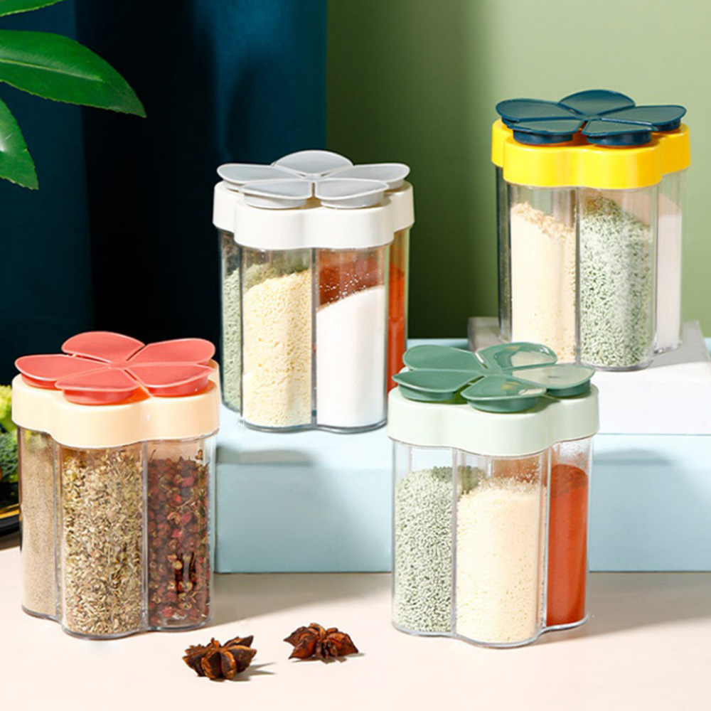 5 In 1 Spice Jars Seasoning Box Condiment Jar With Lids Spoon Kitchen Bottle Set