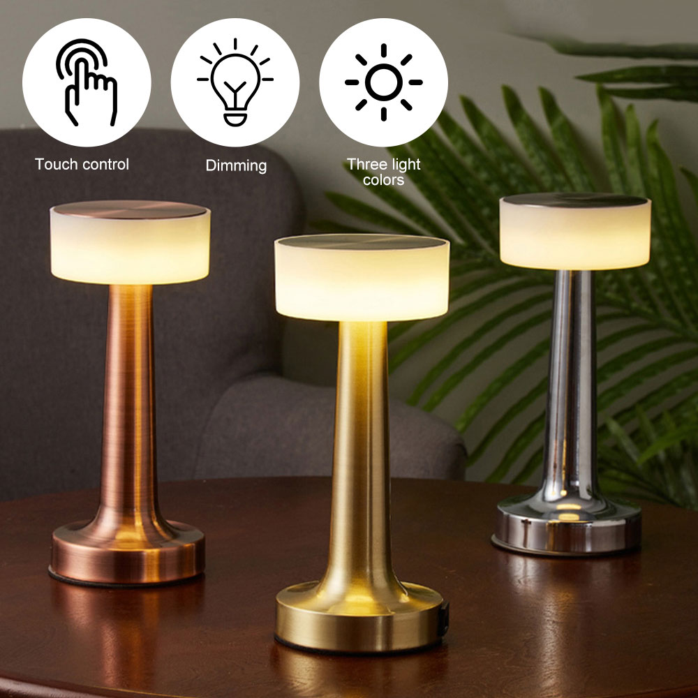 Cordless Rechargeable Table Lamp Touch Desk Warm Light Restaurant Home Bar  Decor