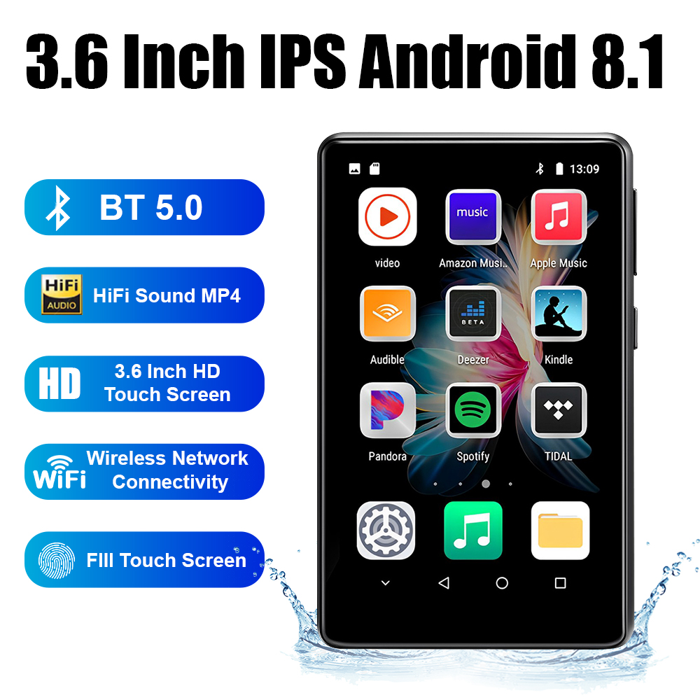 3.6 Touch Screen Android8.1 WiFi MP3 Player Bluetooth 5.0 HiFi MP4 Media  Player