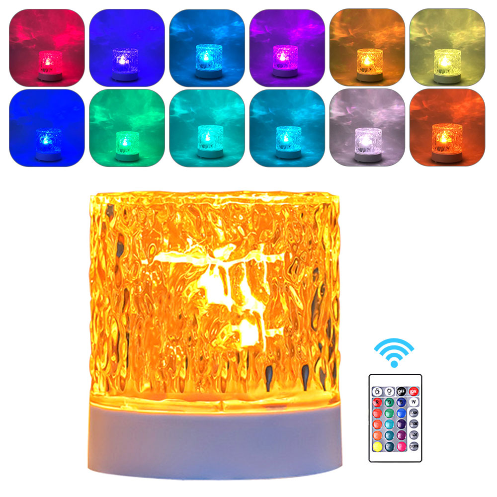 Crystal Ocean Wave Lamp, 16 Color Crystal Lamp LED Night Light with Remote  for Bedroom, USB Rechargeable Bedside Lamps Romantic Lighting for