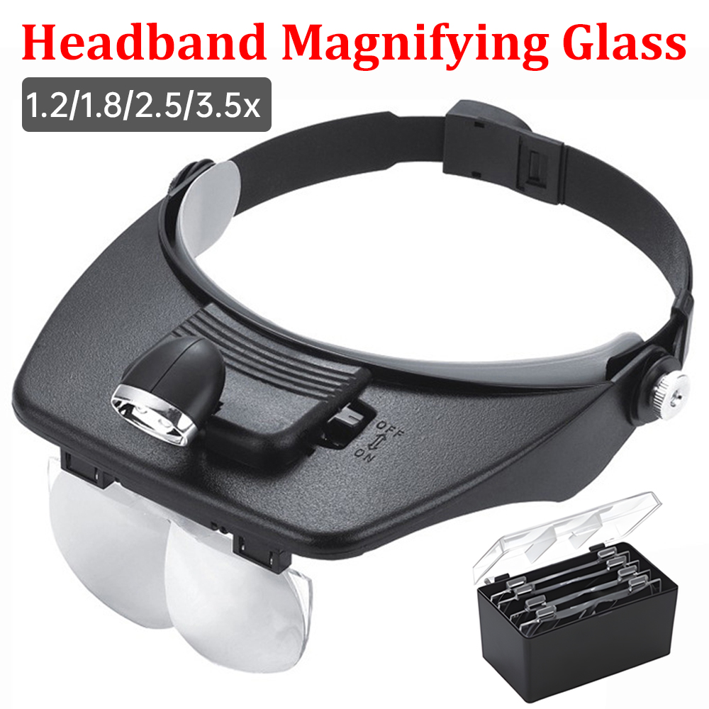 Magnifying Glass Loupe Headband Headset Head Light Jeweler Magnifier 2