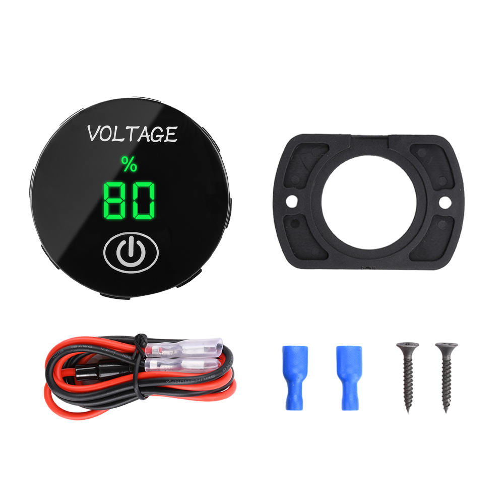 LED Panel Voltmeter Digitale Voltmeter Voltmeter DC5V-48V Mini Rond Waterdicht (Kleur: Groen-Concave