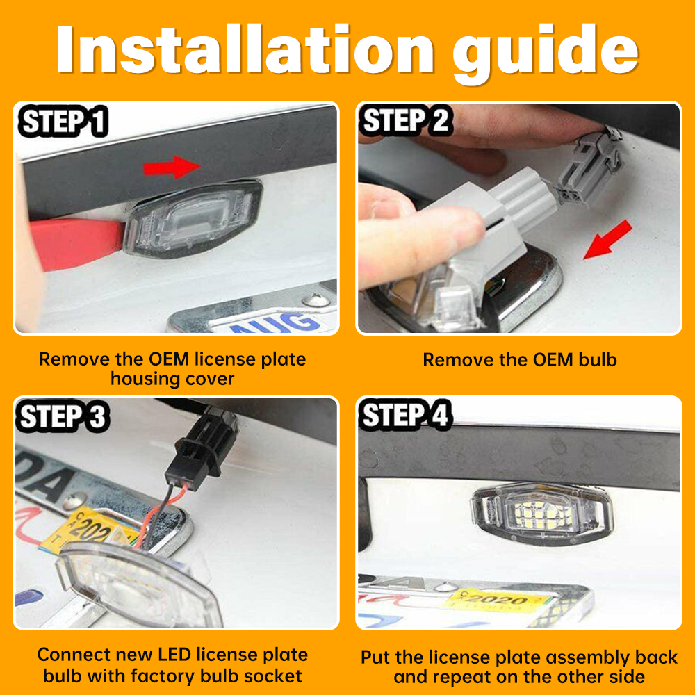 License Plate Led Light 2pcs Car License Plate Light License Tag