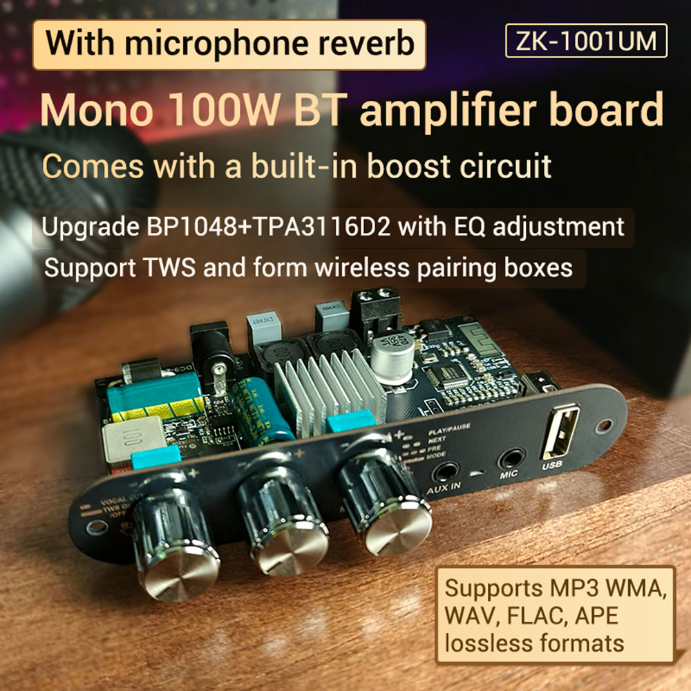 ZK-1001UM 100W Mono Bluetooth Power Amplifier Board BP1048+